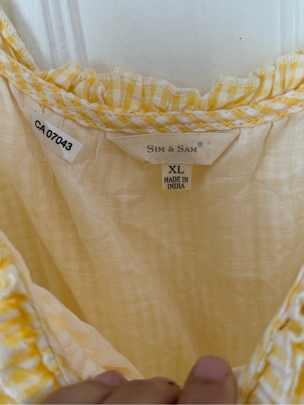 Sim & Sam Yellow Gingham Lined Tiered Skirt Tie Straps Maxi Dress Size XL - Picture 3 of 14